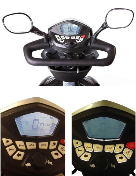 Tableau de bord et guidon du scooter médical Kymco Maxer en Champagne