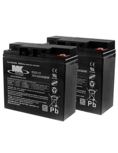 Deux batteries AGM 22Ah de MK pour scooter PMR senior, pour personne handicapée ou de mobilité réduite