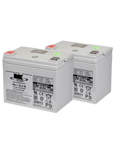 Paire de batteries AGM 35 Ah MK Powered spécifiques pour scooter électrique PMR senior pour personne handicapée