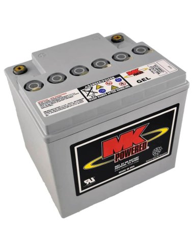Batterie GEL 40Ah (en face et en haut) de MK Powered pour scooter électrique pour personne handicapée ou mobilité réduite