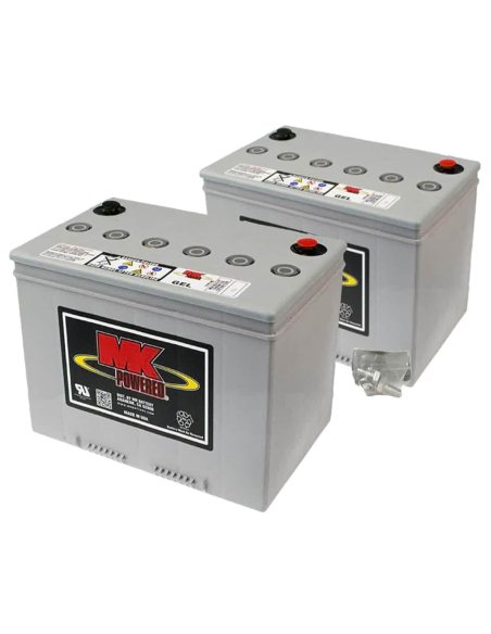 Deux batteries GEL 60 Ah (visserie inclus) de MK Battery pour scooter électrique PMR senior ou personne handicapée