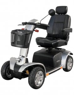 Face en biais droit du scooter électrique PMR senior Pride XL130 en gris argent
