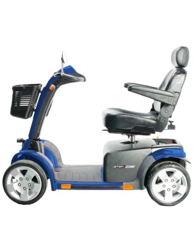 Côté gauche du scooter PMR senior et handicapés Pride XL130 en bleu
