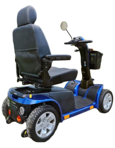 Scooter électrique Pride XL 130 en bleu, vue d'arrière en biais droite