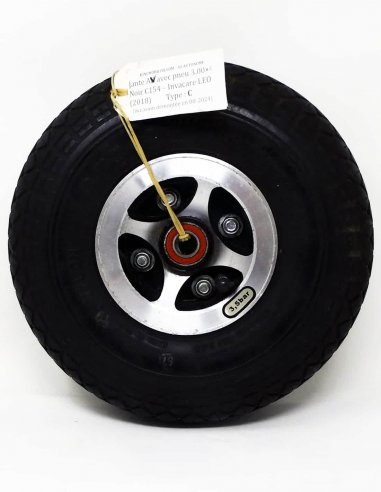 Ensemble de jante avec pneumatique noir et roulement pour scooter électrique Invacare Leo (essuie avant)