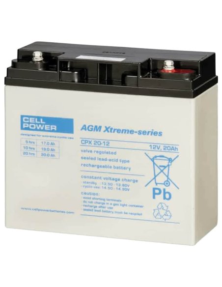 Batterie CPX 20-12 (en face) de Cellpower spéciale scooter électrique senior, pour personne handicapée ou mobilité réduite