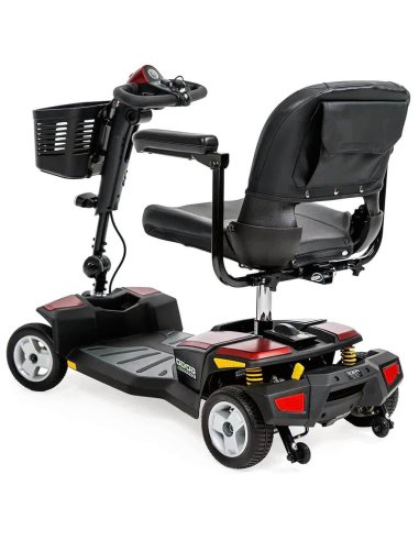 Arrière en biais droite du scooter électrique senior PMR Pride Endurance Li en rouge