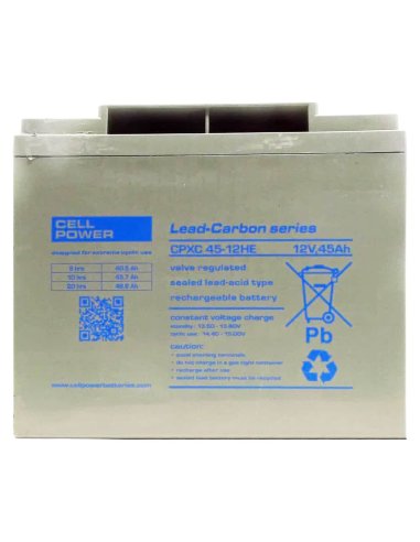 Batterie CPXC 45-12 (en face) de Cellpower spéciale scooter électrique senior, pour personne handicapée ou mobilité réduite