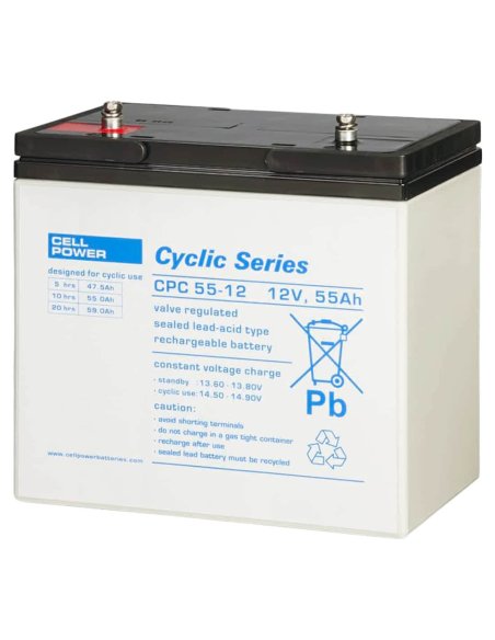 Batterie CPC 55-12 (en face) de Cellpower spéciale scooter électrique PMR senior, pour personne handicapée ou mobilité réduite
