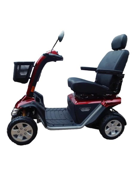 Côté gauche du scooter médical pour handicapé et senior Pride XL 140 en rouge
