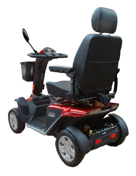Scooter électrique PMR Pride XL 140 (S) en rouge, vue d'arrière en biais gauche
