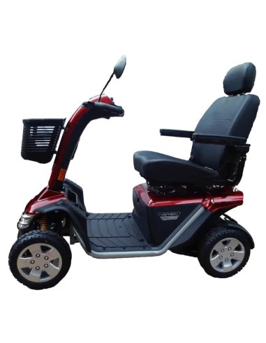 Côté gauche du scooter PMR pour handicapé et senior Pride XL 140S en rouge
