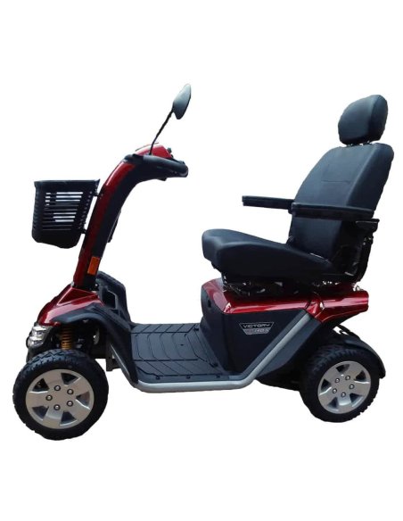 Côté gauche du scooter PMR pour handicapé et senior Pride XL 140S en rouge