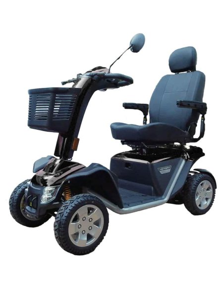 Face en biais droit du scooter électrique handicapé et PMR Pride XL140 en noir