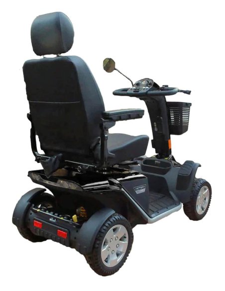 Scooter électrique médicalisé Pride XL140 et XL 140S en noir, vue d'arrière en biais