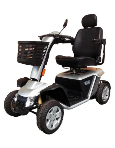 Face en biais droit du scooter électrique PMR senior Pride XL140 et 140S en argent