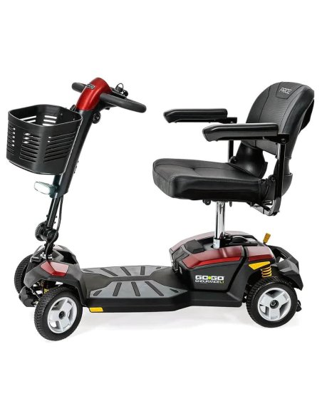 Côté droit du scooter PMR handicapé et senior Pride Endurance Li en rouge