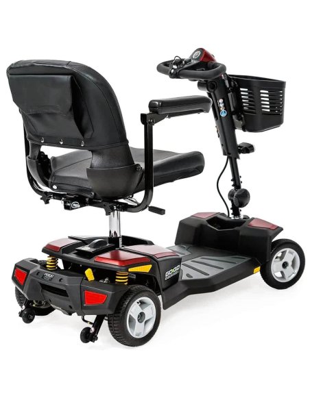 Arrière en biais gauche du scooter électrique senior PMR Pride Endurance Li en rouge