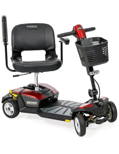 Scooter senior et handicapé PMR Pride Endurance Li en rouge, vue de face en biais
