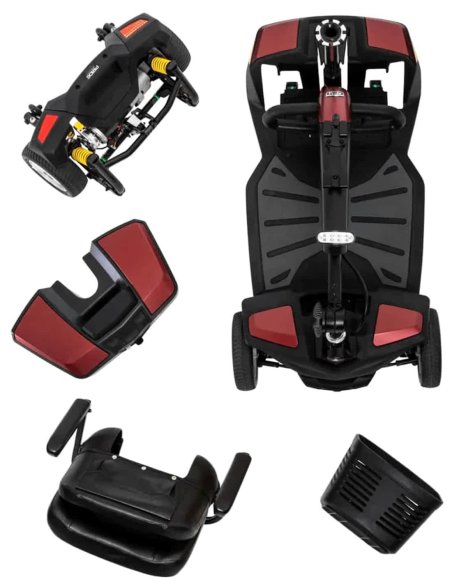 Scooter électrique PMR Pride Endurance Li en rouge démonté