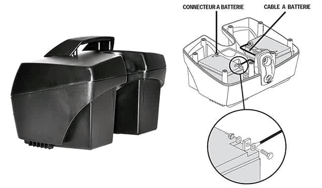 Pack de batterie 22Ah ouvert d’un scooter électrique PMR