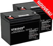 Deux batteries 36Ah AGM carbone de Strident pour le scooter PMR Kymco Super